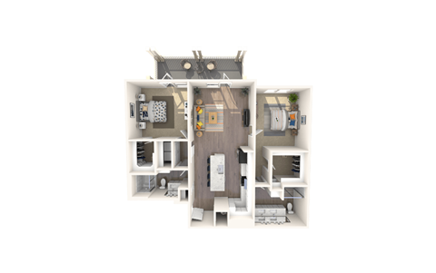 Floor plan for 2 beds, 2 baths, 1284 sqft